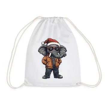 Elephant Christmas Winter - Drawstring Bag - white - Front