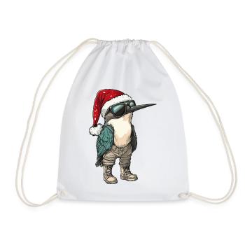 Hummingbird Bird Christmas Winter - Drawstring Bag - white - Front