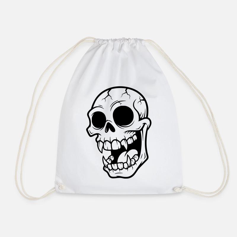 Mad Vampire Skull - Drawstring Bag - white