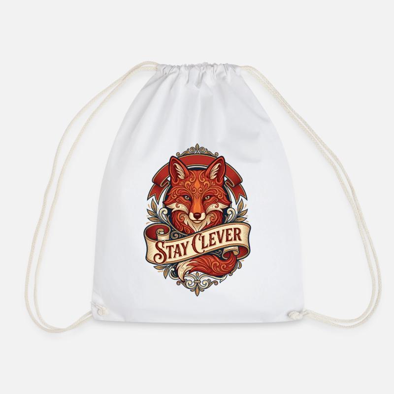 Fuchs mit Ornamenten – Stay Clever - Turnbeutel - Weiß