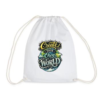 Créez votre propre monde – Créativité en lettrage à la main - Sac de sport léger - blanc - Devant