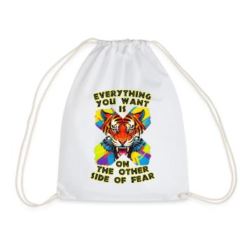 Tiger & Fear - Drawstring Bag - white - Front