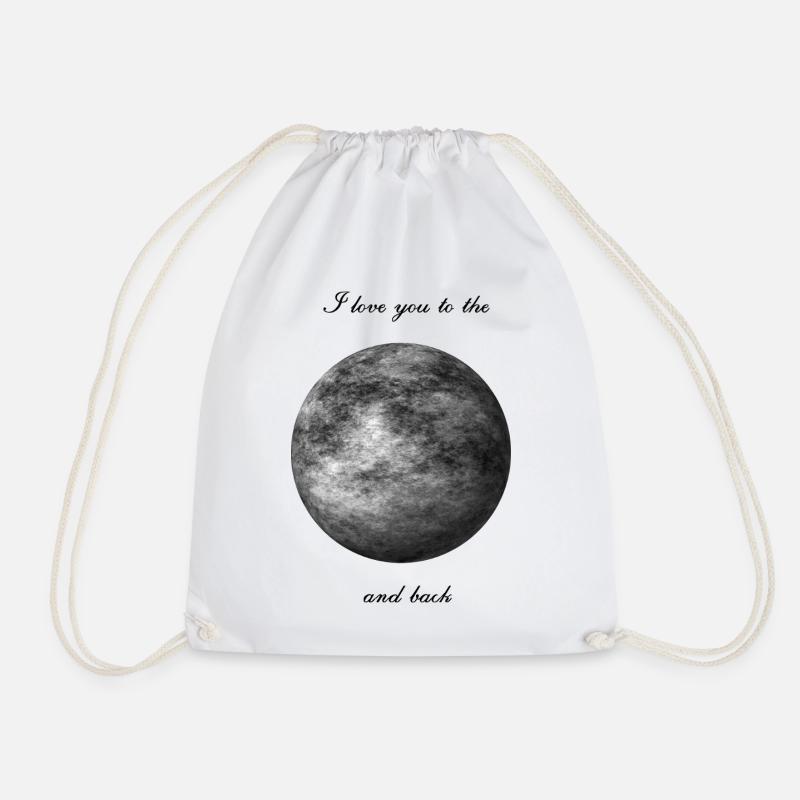 Moon love to the moon and back - Drawstring Bag - white