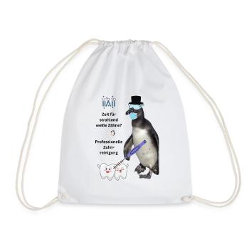 Teeth cleaning, funny decoration waiting room, practice - Drawstring Bag - white - Front