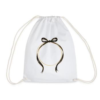 Circle Bow Black Gold Personalizable - Drawstring Bag - white - Front