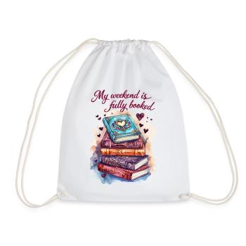 My weekend is completely planned with books - Drawstring Bag - white - Front