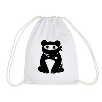 Masked Bear with Star – Antifascism Antifa - Drawstring Bag - white - Front