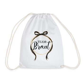 _Kreis_Schleife_schwarz_gold_team_braut_2 - Drawstring Bag - white - Front
