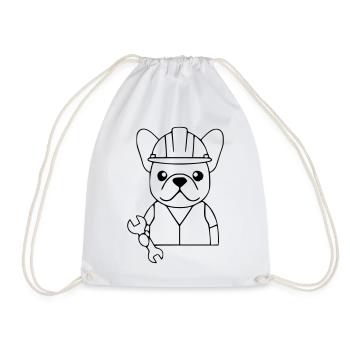 Frenchie Mechanic Tool - Drawstring Bag - white - Front
