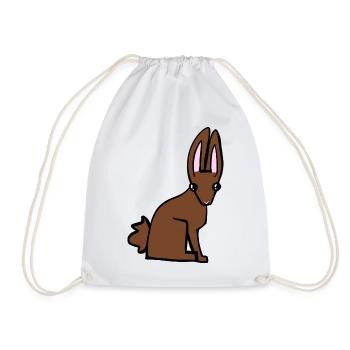 brown bunny - Drawstring Bag - white - Front