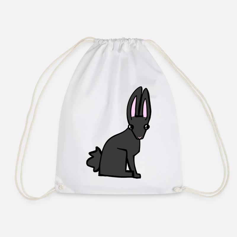 black bunny - Drawstring Bag - white