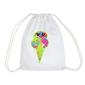 Retro Eis Vintage Kinder Kind 60er  - Turnbeutel - Weiß - Vorne
