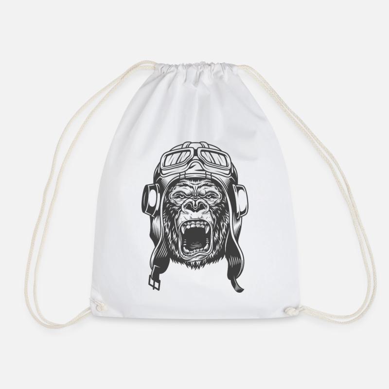 Gorilla Pilot Design - Turnbeutel - Weiß