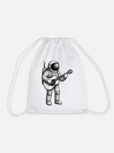 Astronauten-Gitarren-Skizze - Turnbeutel - Weiß