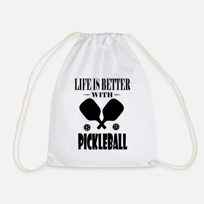 Life Is Better With Pickleball - Drawstring Bag - white