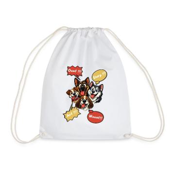 Chiots cartoon et bulles gustatives - Sac de sport léger - blanc - Devant