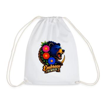 Wilderness Embrace with Flowers - Drawstring Bag - white - Front
