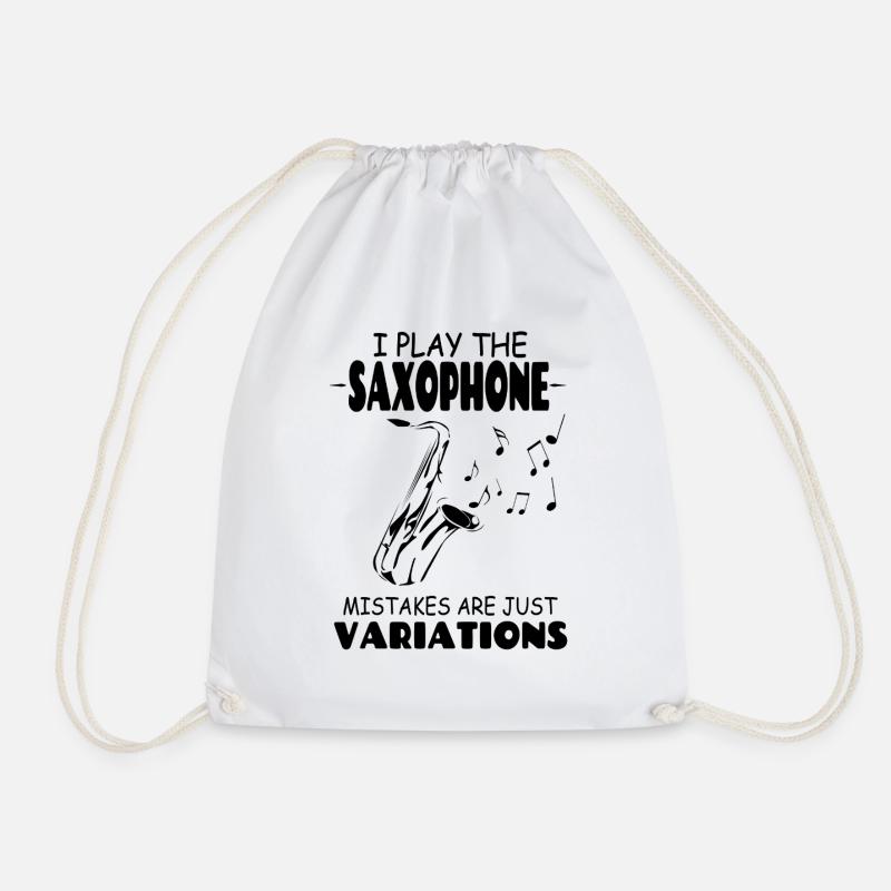 I Play The Saxophone Mistakes Are Just Variations - Drawstring Bag - white