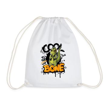 Lässiger Dino BONE Schrift - Turnbeutel - Weiß - Vorne