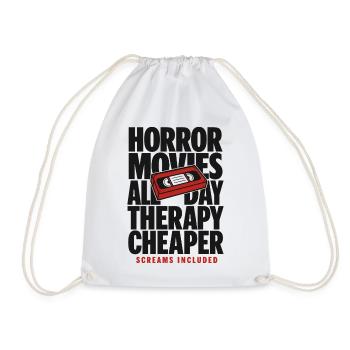 Horror Movies All Day Therapy - Drawstring Bag - white - Front