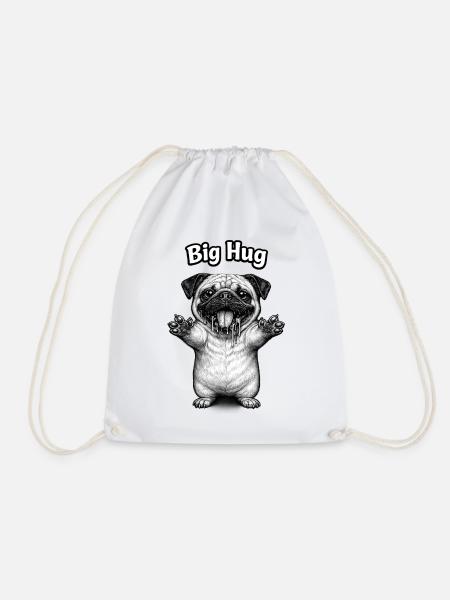 Hund Mops Umarmung - Turnbeutel - Weiß