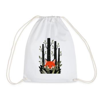 Fox peeping through leaves - Drawstring Bag - white - Front