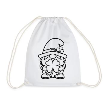 Cute dwarf with lucky clover - Drawstring Bag - white - Front