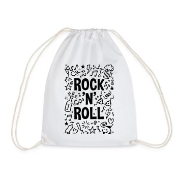 Rock 'n' Roll (Musik / Party / Scribble / Black) - Turnbeutel - Weiß - Vorne
