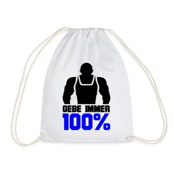 Gebe immer 100% - Turnbeutel - Weiß - Vorne