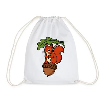 Eichhörnchen Eichel Blatt Regenschirm Shirt - Turnbeutel - Weiß - Vorne