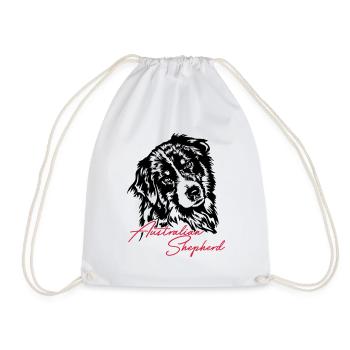 Australian Shepherd Aussie Dog Wilsigns Dog - Drawstring Bag - white - Front
