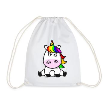 I Hate People Sweet Unicorn Evil Look - Drawstring Bag - white - Front