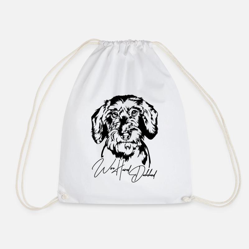 Wire Haired Dachshund Portrait Hunde Wilsigns - Turnbeutel - Weiß
