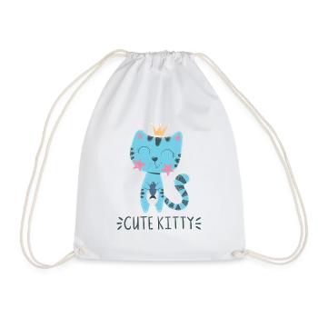 Cute cat - Drawstring Bag - white - Front