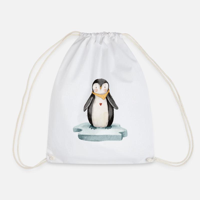 Kleiner Pinguin - Aquarell - Turnbeutel - Weiß