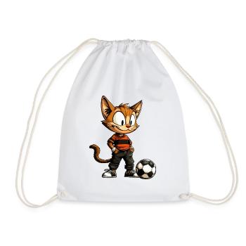 Katze Fussballer - Turnbeutel - Weiß - Vorne