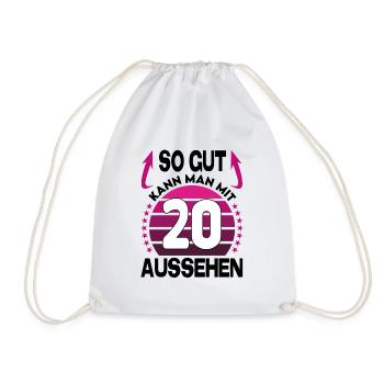 Geburtstag 20 Jahre So gut aussehen Retro Vintage - Turnbeutel - Weiß - Vorne