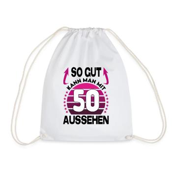 Geburtstag 50 Jahre So gut aussehen Retro Vintage - Turnbeutel - Weiß - Vorne