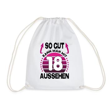 Geburtstag 18 Jahre So gut aussehen Retro Vintage - Turnbeutel - Weiß - Vorne