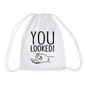 You Looked Finger Circle - Drawstring Bag - white - Front