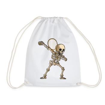 Dabbing Skeleton Joueur de tennis avec raquette de tennis - Sac de sport léger - blanc - Devant