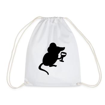 Wine Mouse Wine Lovers - Drawstring Bag - white - Front