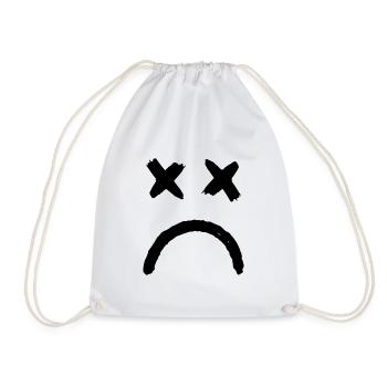 Smiley Crossed Eyed Sad Smiley - Drawstring Bag - white - Front
