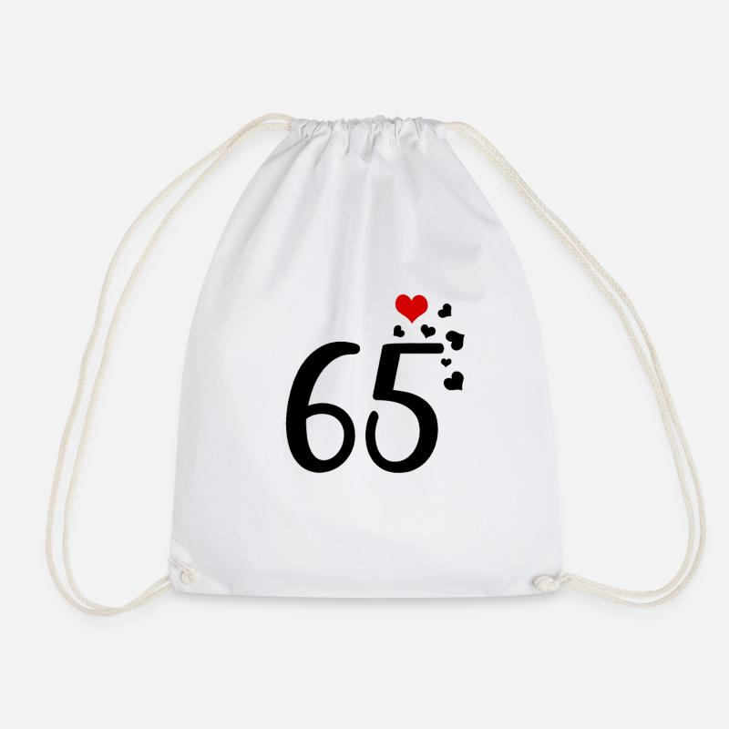 65. Geburtstag Jubiläum Herzen 65 - Turnbeutel - Weiß
