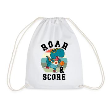 Basketball Dino T-Rex Player Sports Comic Cartoon - Drawstring Bag - white - Front