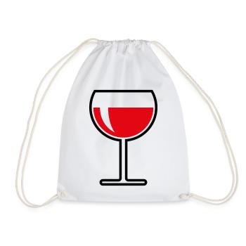 Rotweinglas Rund Zu (Rotwein / Wein / 2C) - Turnbeutel - Weiß - Vorne