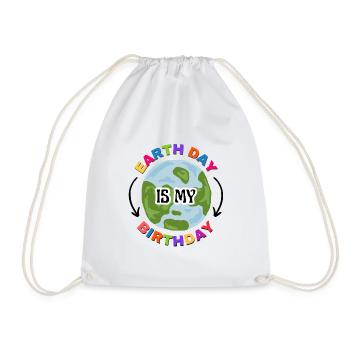 Earth Day Birthday April 22nd - Drawstring Bag - white - Front