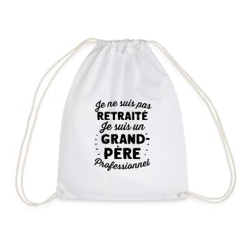 Pas retraité, Grand-père professionnel - Cadeau - Drawstring Bag - white - Front