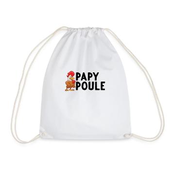 Papy poule - Cadeau Humoristique Retraité Papy - Drawstring Bag - white - Front