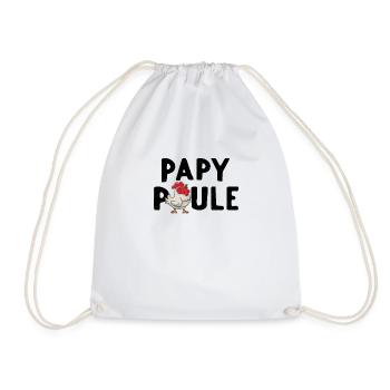 Papy poule - Cadeau Humoristique Retraité Papy - Drawstring Bag - white - Front